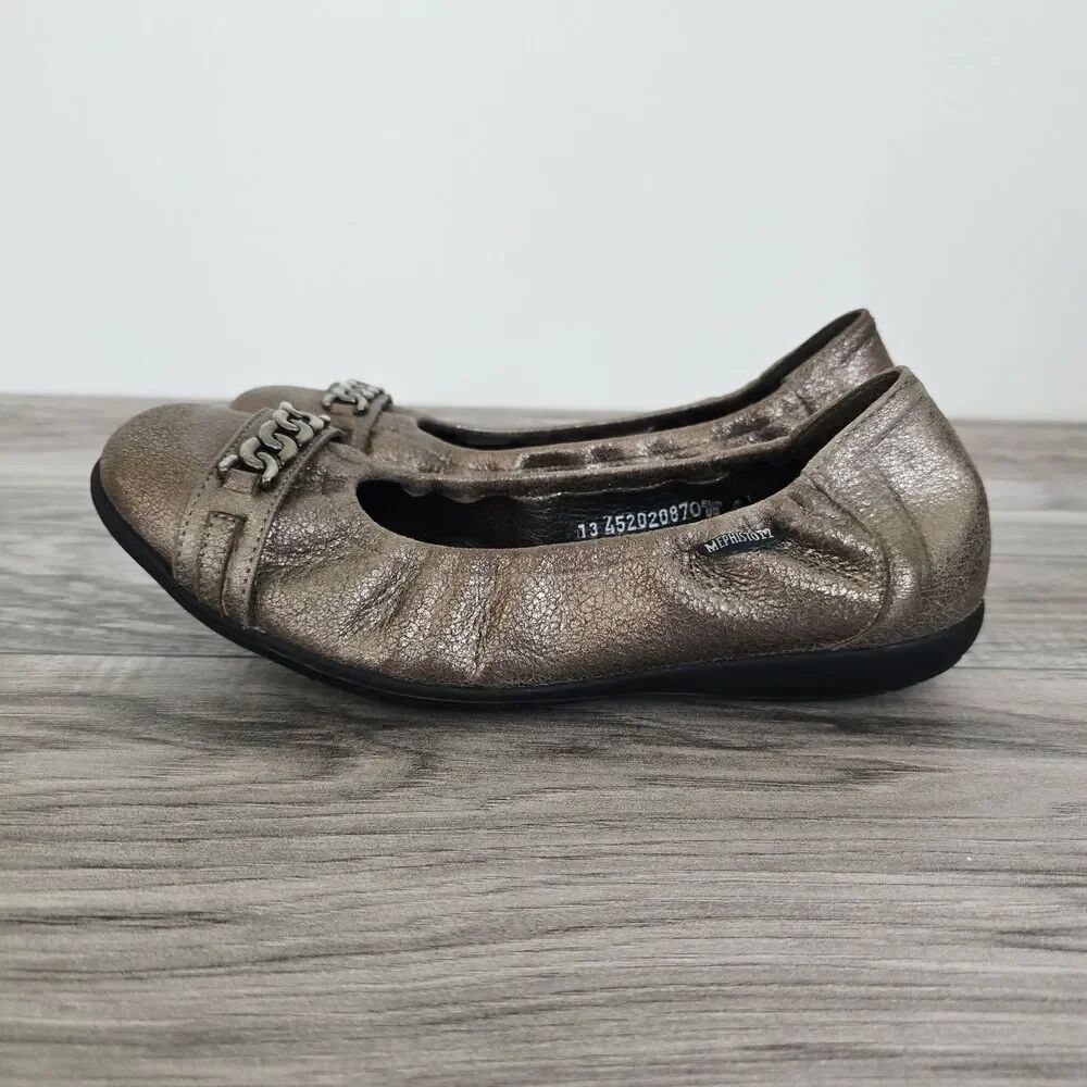 Mephisto Alison Ballet Flats Leather Metallic Flecked Bronze Size US 8.5